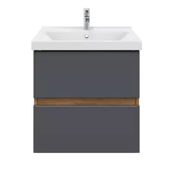 Тумба с раковиной SanStar Graffa 60 подвесная, дуб вотан/графит софт (раковина Фест 60)