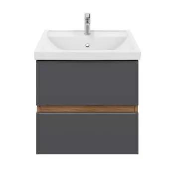 Тумба с раковиной SanStar Graffa 60 подвесная, дуб вотан/графит софт (раковина Фостер 60)