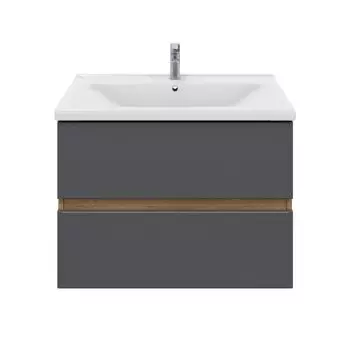 Тумба с раковиной SanStar Graffa 70 подвесная, дуб вотан/графит софт (раковина Миранда 70)