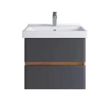 Тумба с раковиной SanStar Инфинити 60 подвесная, дуб сонома светлый/графит софт (раковина Фест 60)