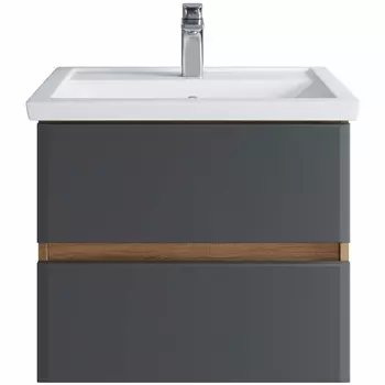 Тумба с раковиной SanStar Инфинити 60 подвесная, дуб сонома светлый/графит софт