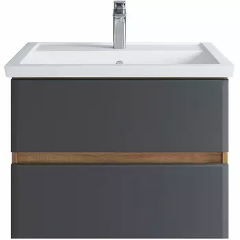 Тумба с раковиной SanStar Инфинити 70 подвесная, дуб сонома светлый/графит софт