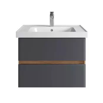 Тумба с раковиной SanStar Инфинити 70 подвесная, дуб сонома светлый/графит софт (раковина Грейс 70)