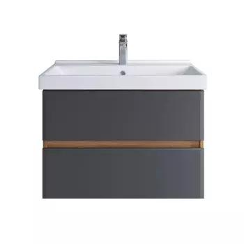 Тумба с раковиной SanStar Инфинити 80 подвесная, дуб сонома светлый/графит софт (раковина Фест 80)