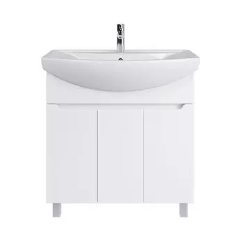 Тумба с раковиной SanStar Лайн 80 напольная, белая (раковина Балтика 80)