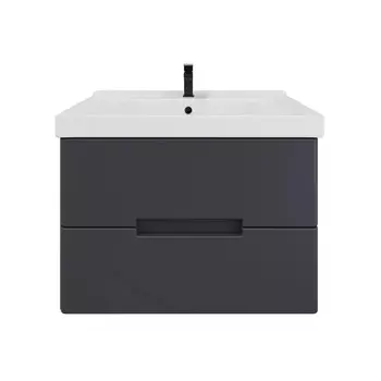 Тумба с раковиной SanStar Noche 80 подвесная, графит софт (раковина Миранда 80)