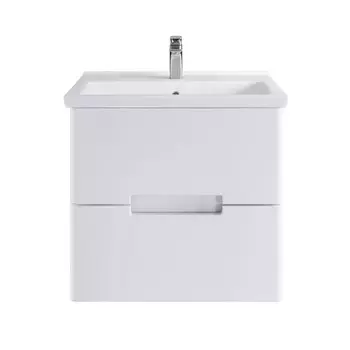 Тумба с раковиной SanStar Ориана 60 подвесная, 2 ящика, белая (раковина Миранда 60)