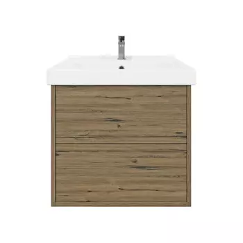 Тумба с раковиной SanStar Siva 60 подвесная, дуб веллингтон табак (раковина Фест 60)