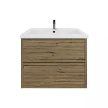 Тумба с раковиной SanStar Siva 70 подвесная, дуб веллингтон табак (раковина Como 70)