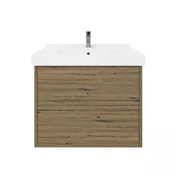 Тумба с раковиной SanStar Siva 70 подвесная, дуб веллингтон табак (раковина Миранда 70)