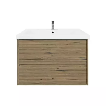 Тумба с раковиной SanStar Siva 80 подвесная, дуб веллингтон табак (раковина Como 80)