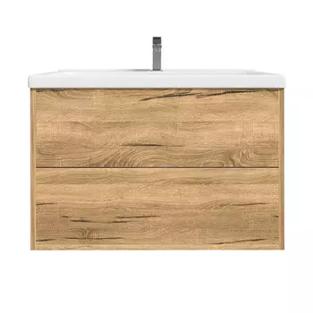 Тумба с раковиной SanStar Siva 80 подвесная, дуб вотан (раковина Миранда 80)