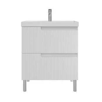 Тумба с раковиной СанТа Альтаир 70 напольная, 2 ящика, белый глянец