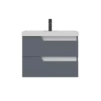 Тумба с раковиной СанТа Антарес 70 подвесная, 2 ящика, графит матовый