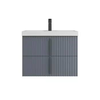 Тумба с раковиной СанТа Юпитер 70 подвесная, 2 ящика, графит матовый