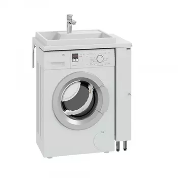 Тумба с раковиной СанТа Юпитер 75х50 L напольная, для стиральной машины, белая