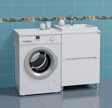 Тумба с раковиной СанТа Лондон 59 R напольная белая над стиральной машиной