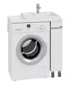 Тумба с раковиной СанТа Марс 19 напольная, под раковину над стиральной машиной, янтарное дерево/белый