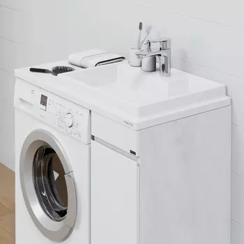 Тумба с раковиной СанТа Марс 29 напольная, под раковину над стиральной машиной, дверь светлая