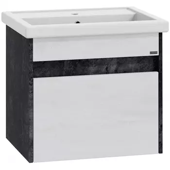 Тумба с раковиной СанТа Мира 60 напольная, черный/светлое дерево