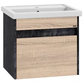 Тумба с раковиной СанТа Мира 60 напольная, черный/янтарное дерево