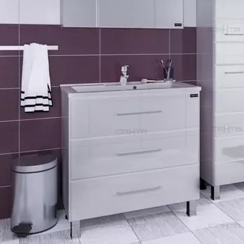 Тумба с раковиной СанТа Омега 90 напольная 3 ящика