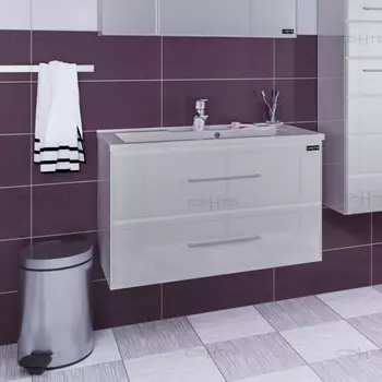 Тумба с раковиной СанТа Омега 90 подвесная 2 ящика