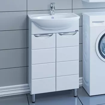 Тумба с раковиной СанТа Родос 50 напольная, белая (раковина Уют)