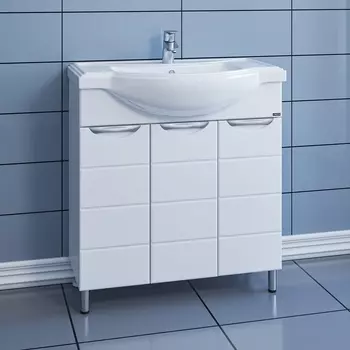 Тумба с раковиной СанТа Родос 80 напольная с дверками белая (Классик)