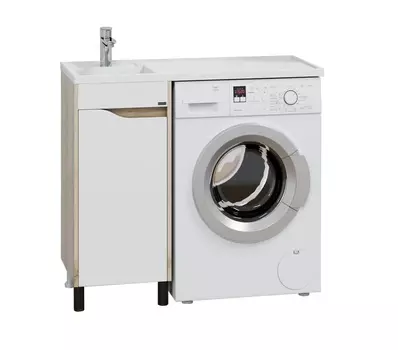 Тумба с раковиной СанТа Сатурн 100 напольная, дуб австрийский/белый (для раковины над стиральной машиной СаНта Лидер 100)