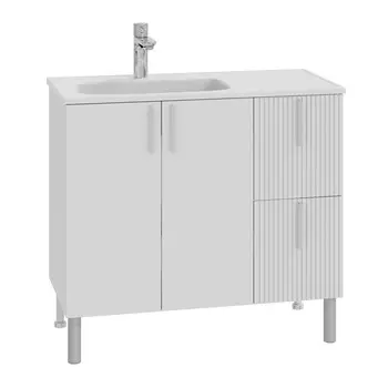 Тумба с раковиной СанТа Вега 90 напольная, 2 ящика, 2 дверцы, белый