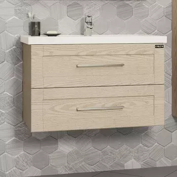 Тумба с раковиной СанТа Венера 80 подвесная, дуб бежевый