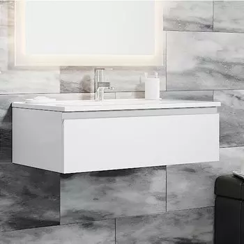 Тумба с раковиной SanVit Авеню-1 100 подвесная, 1 ящик, белая