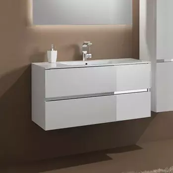 Тумба с раковиной Sanvit Кубэ-2 60 подвесная, 2 ящика, белый глянец