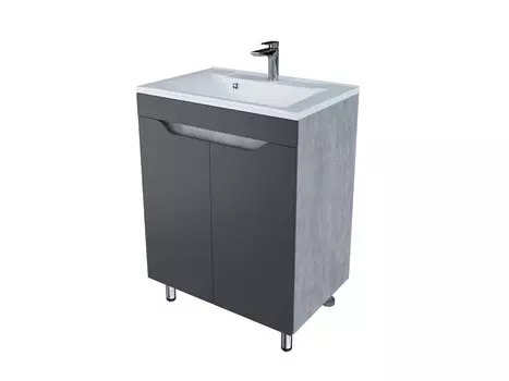 Тумба с раковиной Stella Polar Абигель 65 с 2 дверцами, серый, цемент
