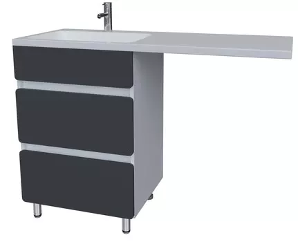Тумба с раковиной Stella Polar Корделия 120 с 2 ящиками, серая, под стиральную машину