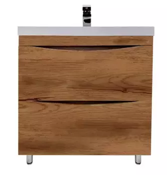 Тумба с раковиной Stella Polar Урсула 60, 2 ящика, люкс Рустик Соломенный (Слим 60)