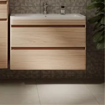 Тумба с раковиной Style Line Атлантика 90 Люкс PLUS подвесная, ясень перламутр