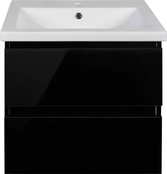 Тумба с раковиной Style Line Даймонд 60 Люкс Plus подвесная, черная