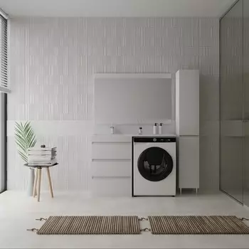 Тумба с раковиной Style Line Даллас 120 Люкс Plus напольная, 3 ящика, белая