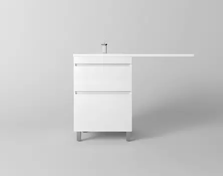 Тумба с раковиной Style Line Даллас Леон 120 L Люкс Plus напольная, 2 ящика, белая
