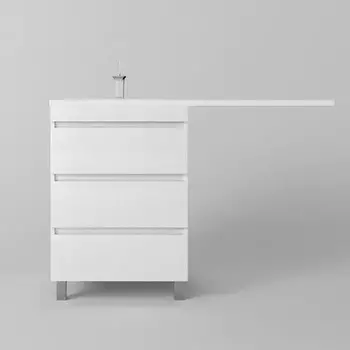 Тумба с раковиной Style Line Даллас Леон 120 L Люкс Plus напольная, 3 ящика, белая