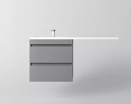 Тумба с раковиной Style Line Даллас Леон 120 L Люкс Plus подвесная, 2 ящика, серый