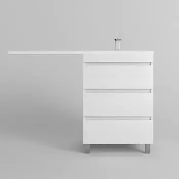 Тумба с раковиной Style Line Даллас Леон 120 R Люкс Plus напольная, 3 ящика, белая