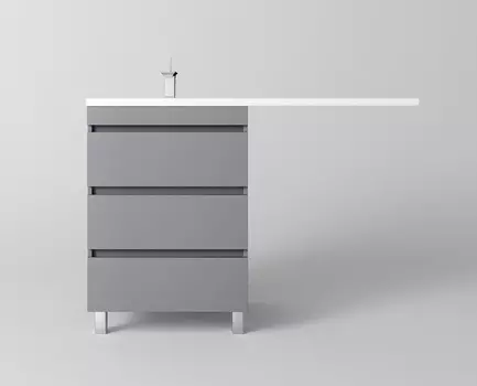 Тумба с раковиной Style Line Даллас Леон 120 L Люкс Plus напольная, 3 ящика, серый