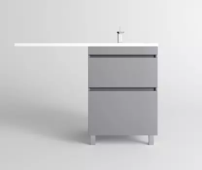 Тумба с раковиной Style Line Даллас Леон 120 R Люкс Plus напольная, 2 ящика, серый