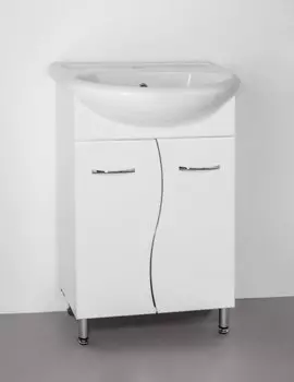 Тумба с раковиной Style Line Эко Стандарт №12 55 белая, умывальник Уют