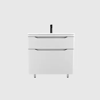 Тумба с раковиной Style Line Марелла 80 Люкс Plus напольная, 2 ящика, белый матовый