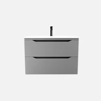 Тумба с раковиной Style Line Марелла 80 Люкс Plus подвесная, 2 ящика, серый матовый