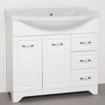 Тумба с раковиной Style Line Олеандр-2 100 Люкс, ручки белые